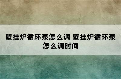 壁挂炉循环泵怎么调 壁挂炉循环泵怎么调时间